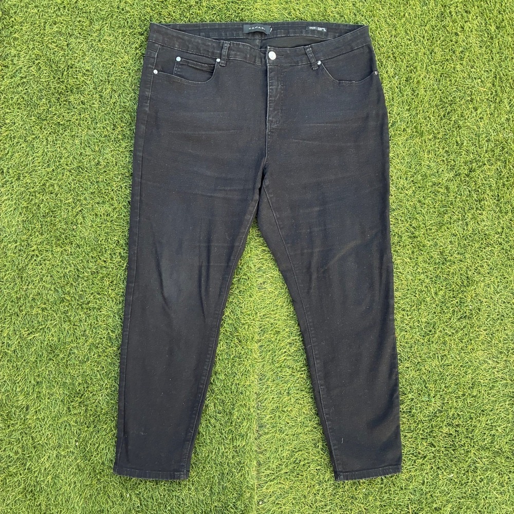 Tahari Chloe Jeans Womens 20W 40x27 Black Stretch Denim Pants Relaxed Fit Plus